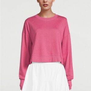 Sweaty Betty After Class Crop Sweatshirt Adventure Pink Long Sleeve Size 8